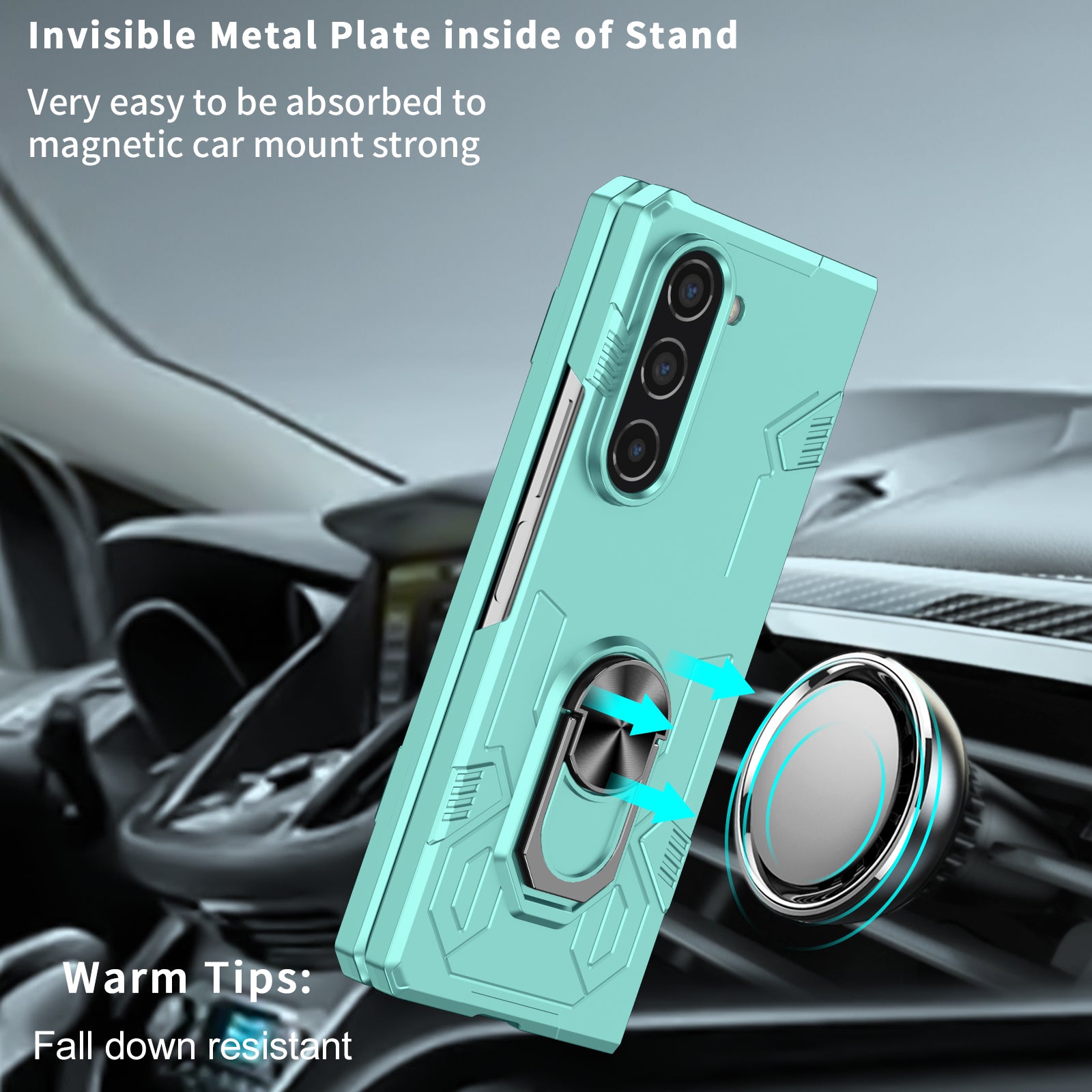 For Samsung Galaxy Z Fold5 5G Ring Kickstand Phone Case Hard PC Anti-drop Cover Support Magnetic Car Mount For Samsung Galaxy Z Fold5 5G Ring Kickstand Phone Case Hard PC Anti-drop Cover Support Magnetic Car Mount